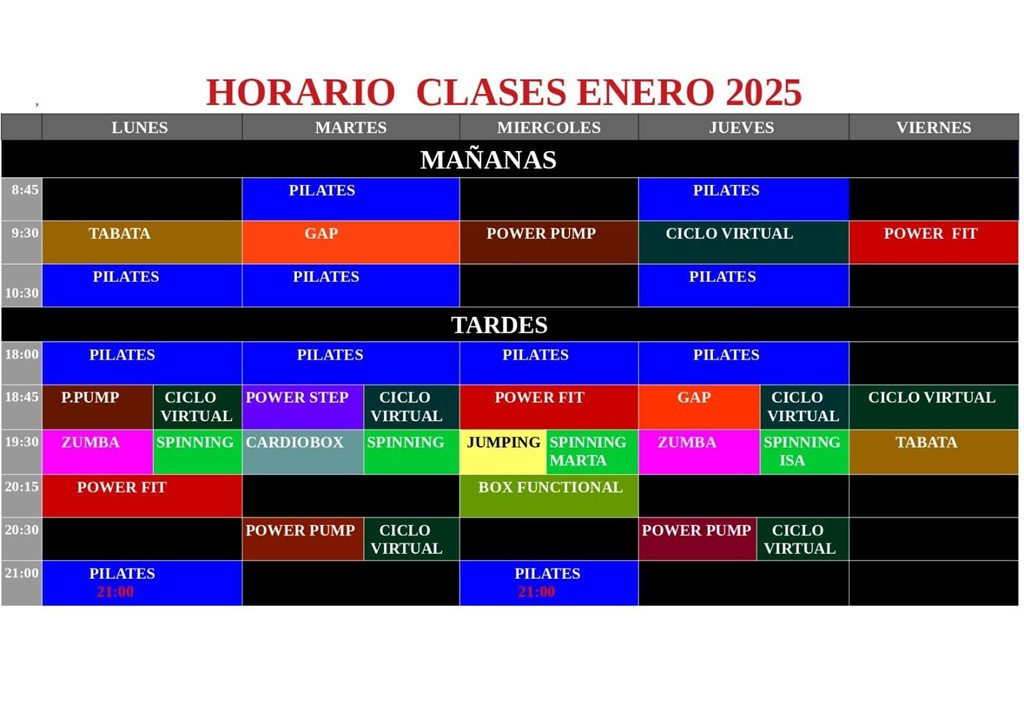 Horario clases 2025